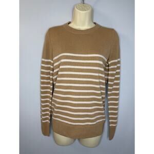 The Reset R Label Sweater Women's M Wool Cashmere Tan Cream Stripe Pullover
